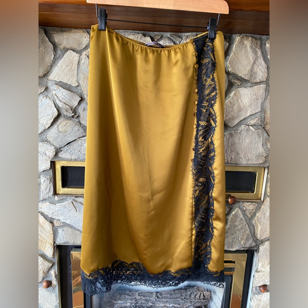 Victoria’s Secret Satin lace midi slip skirt.